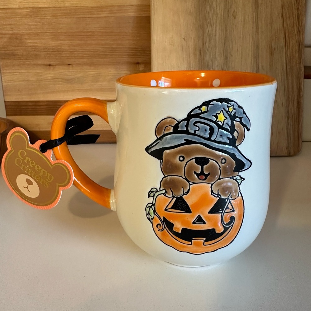 Halloween Bear Mug with Pumpkin Design